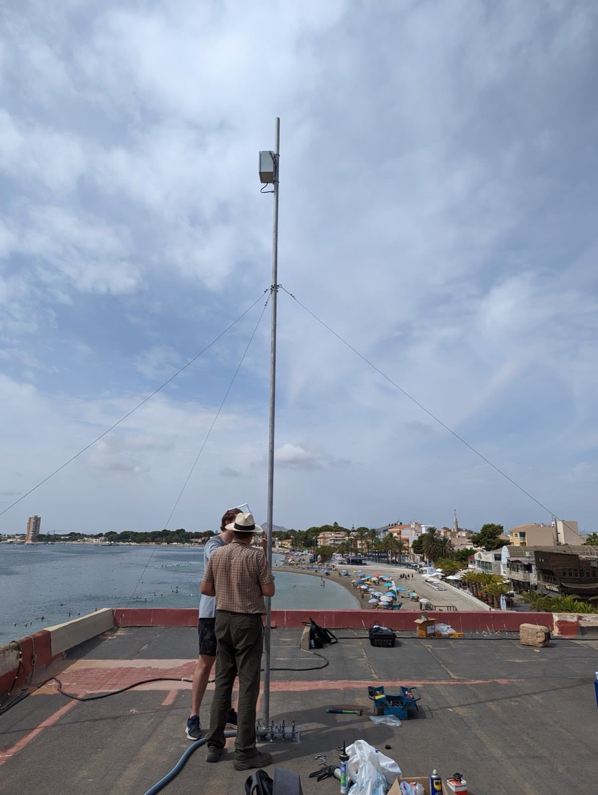 Setting up the gateway antenna at the Spanish Institute of Oceanography (IEO) building
