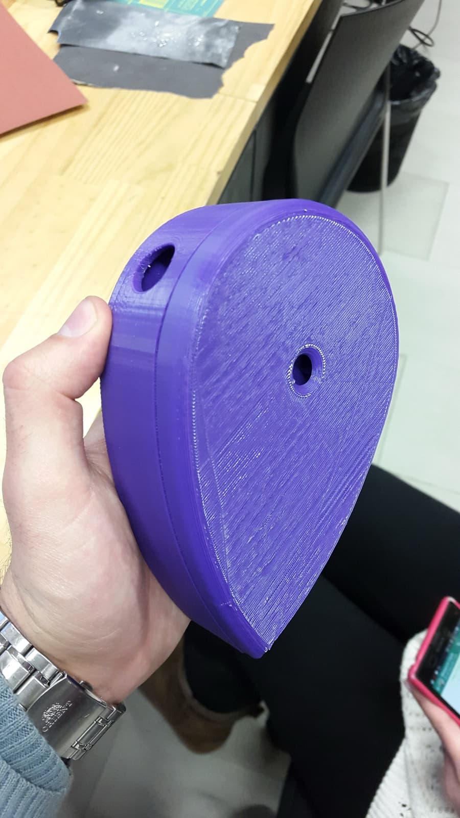 A 3D-printed iteration of the case, fresh off the printer