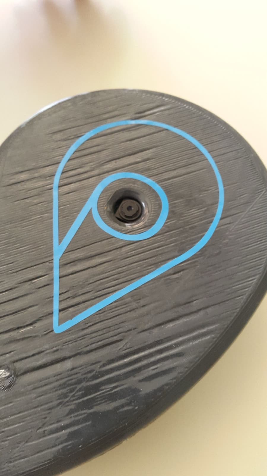 The finished 2016 prototype: printed case, camera lens, vinyl logo