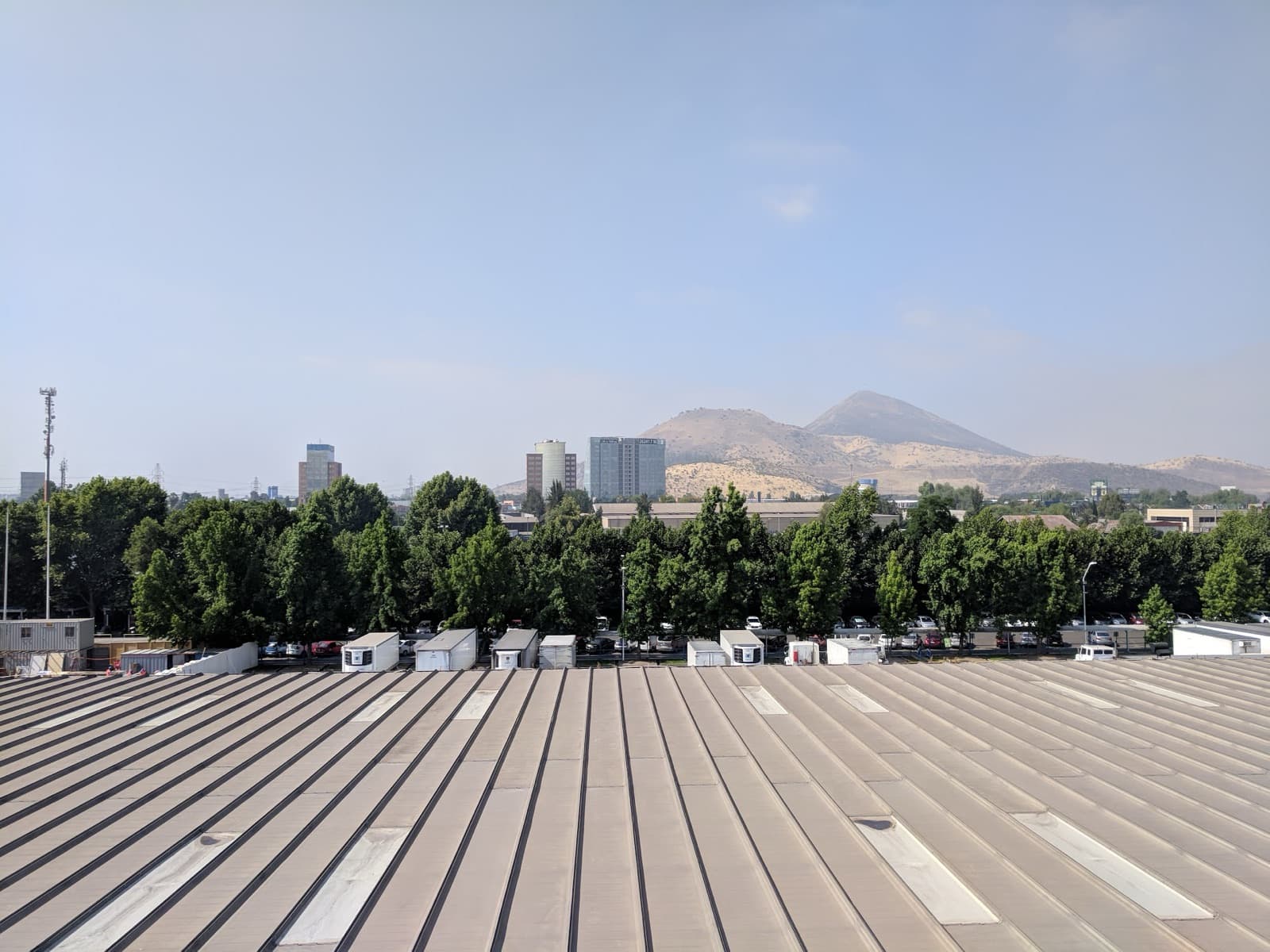 The truck yard seen from the distribution center roof