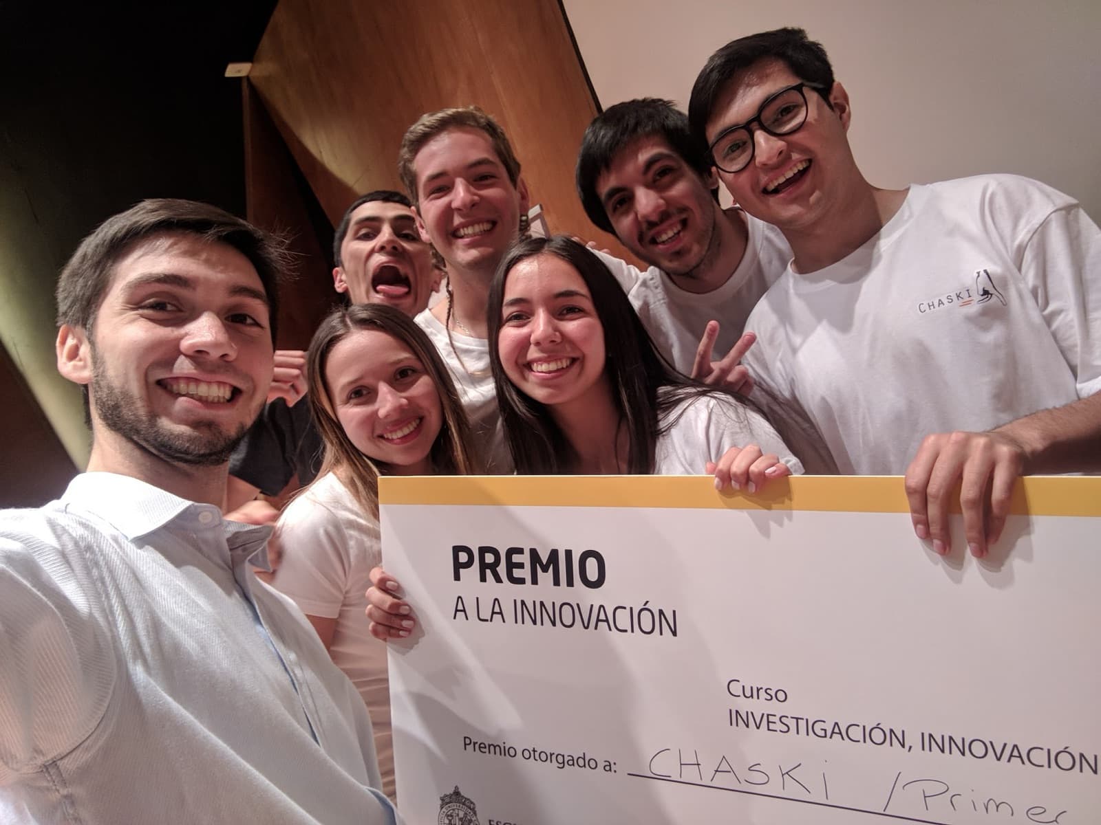 The Chaski team after winning the innovation prize at PUC Chile