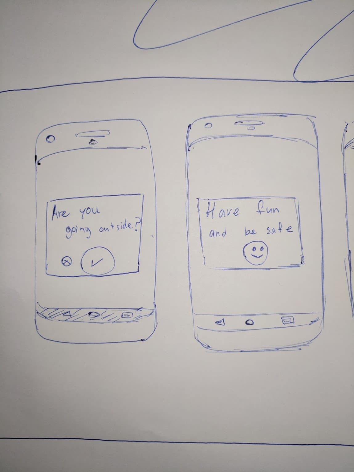 Early hand sketches of the alert screens