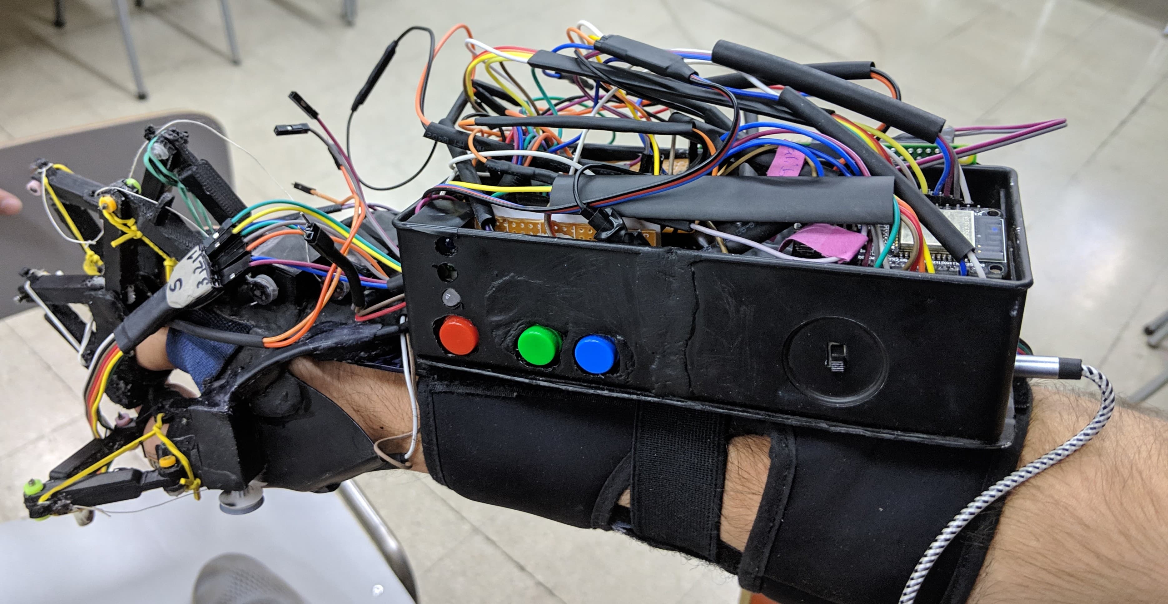 Hero · Final exoskeleton prototype on a hand